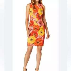 NWT Calvin Klein Women's Sleeveless Scuba Starburst Sheath Dress